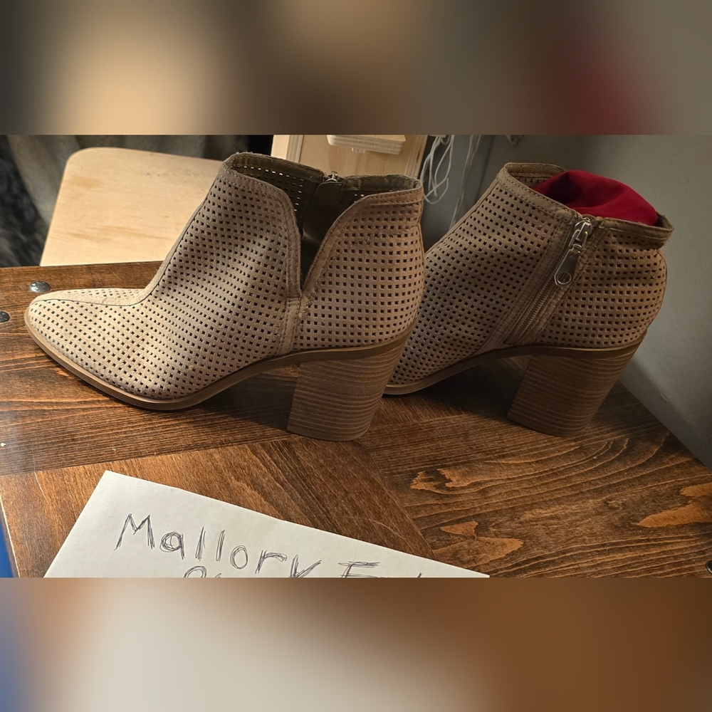 Perforated Tan Ankle Boots